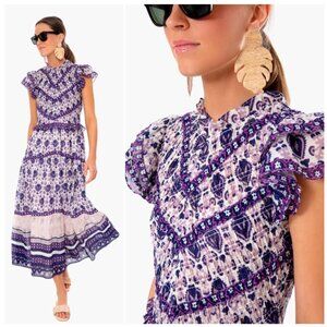 Sea New York Violet and Cream Patterned Midi Dress